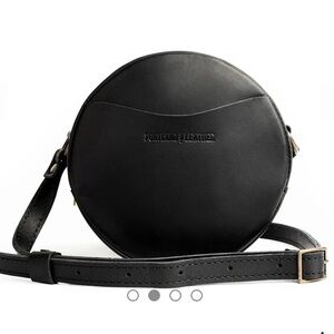 Portland Leather Classic Small Black Circle Crossbody Bag